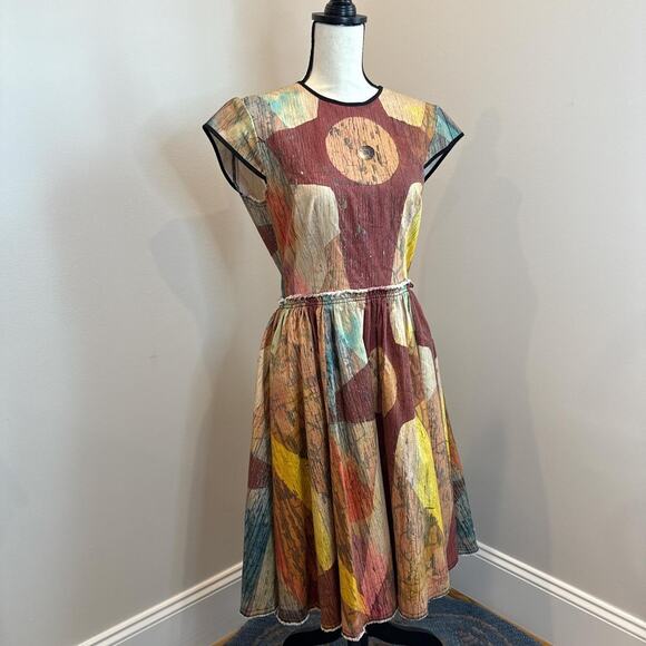 Multicolored patchwork midi dress - Picture 3 of 6